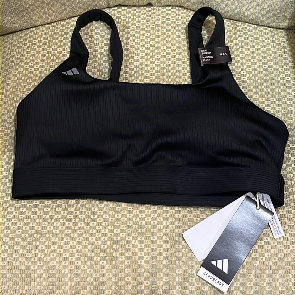 Adidas Aeroready Light Support Sports Bra Black NWT MAC (Medium A-C)
